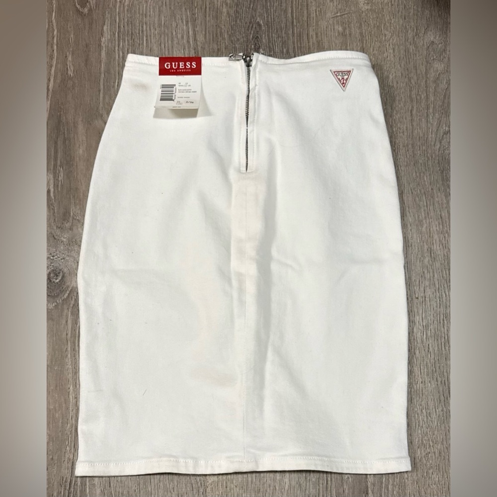 GUESS Cecilia White Lace-Up Denim Pencil Skirt | NWT | XS 2 - Picture 5 of 6